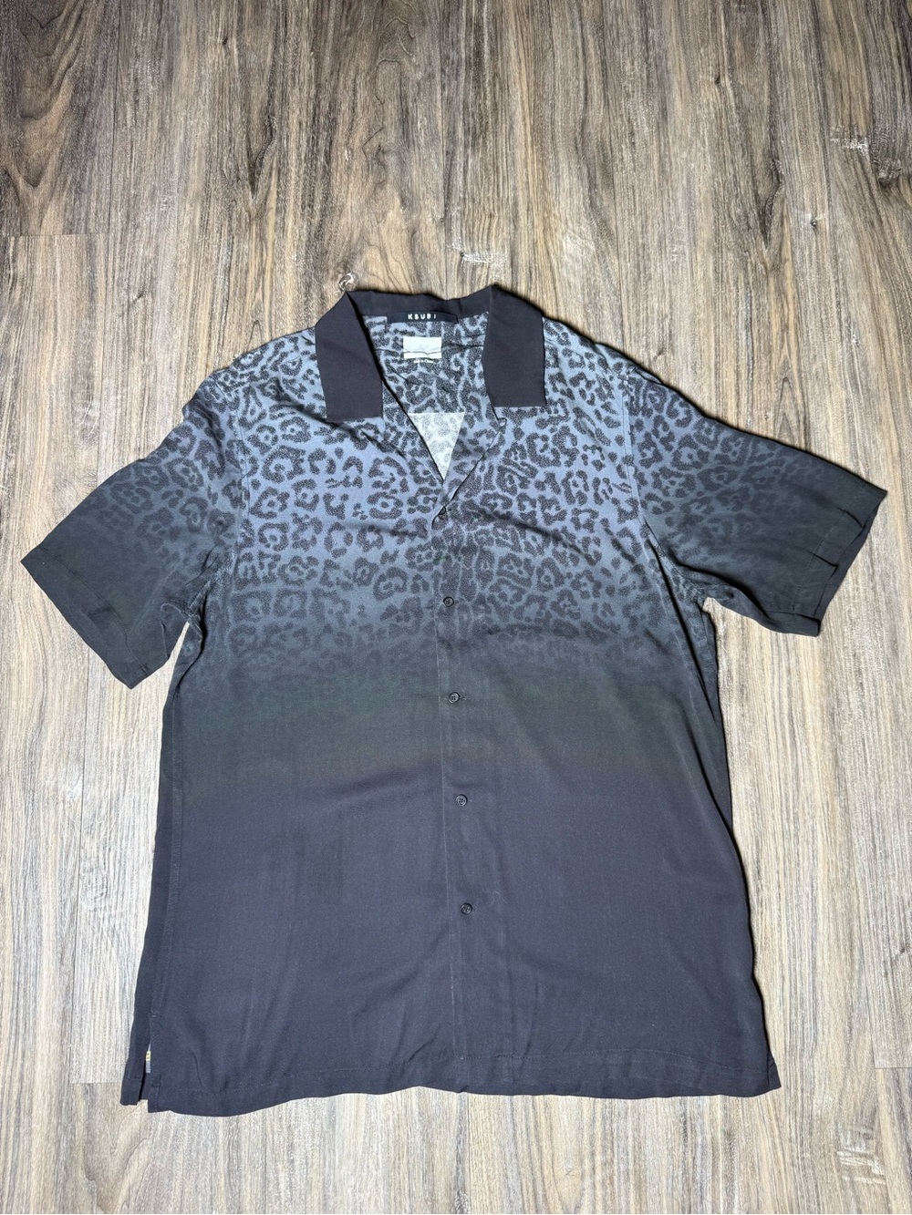 Ksubi Black Leopard Fade Short Sleeve Button-Down Shirt